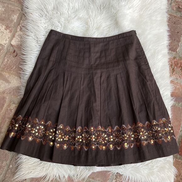 Ann Taylor Loft Embellished Linen/Cotton Blend Fully Lined Skirt Size 10 - Picture 1 of 9